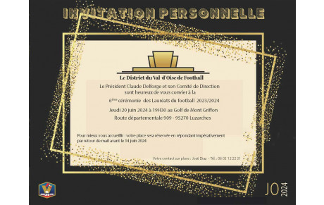 INVITATION 6ème CÉRÉMONIE DES LAURÉATS DU FOOTBALL 95